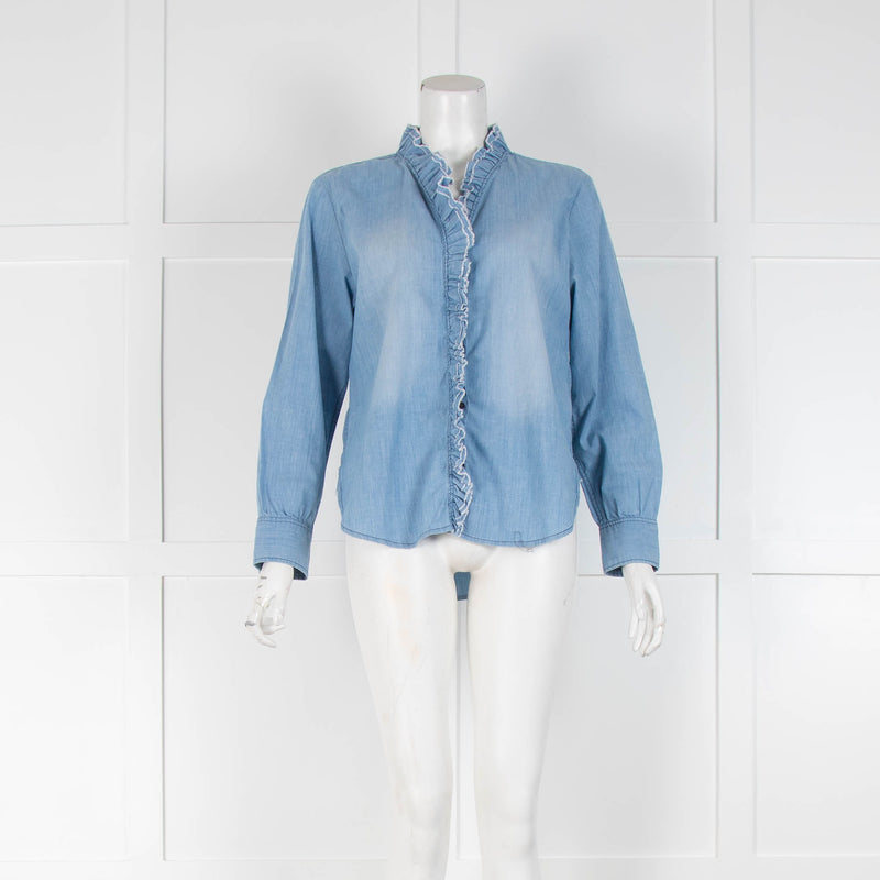 Isabel Marant Etoile Blue Denim Mid Frill Long Sleeve Shirt