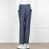 Adam Lippes Blue Denim Front Pleated Pocket Detail Trousers