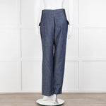 Adam Lippes Blue Denim Front Pleated Pocket Detail Trousers