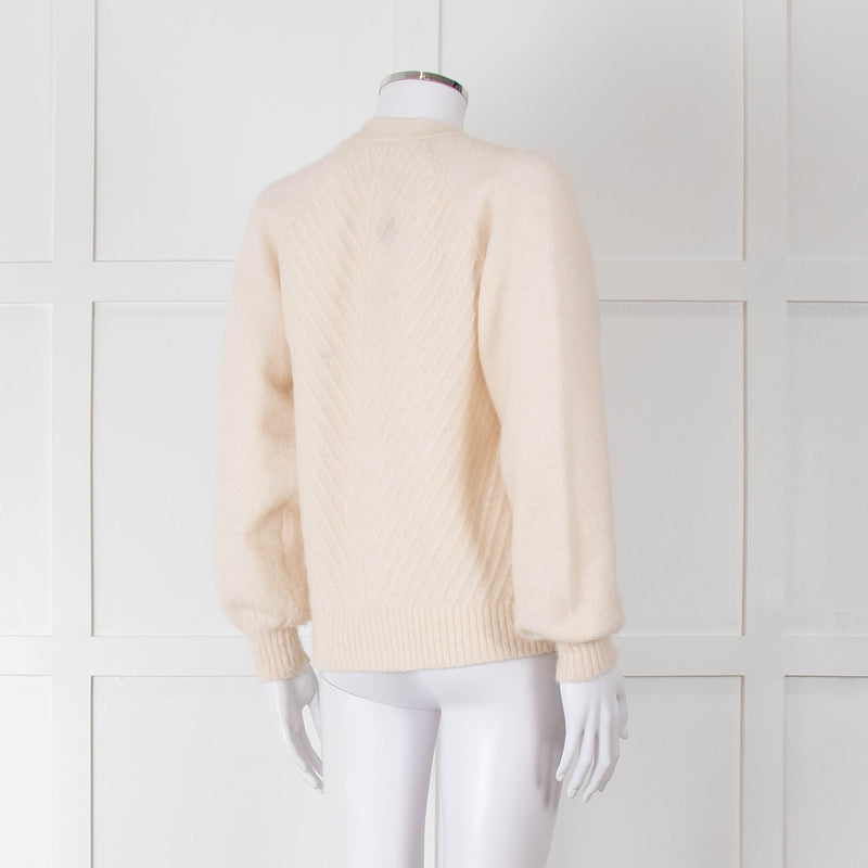 Selected Femme Cream Chevron Knit Alpaca Mix Cardigan