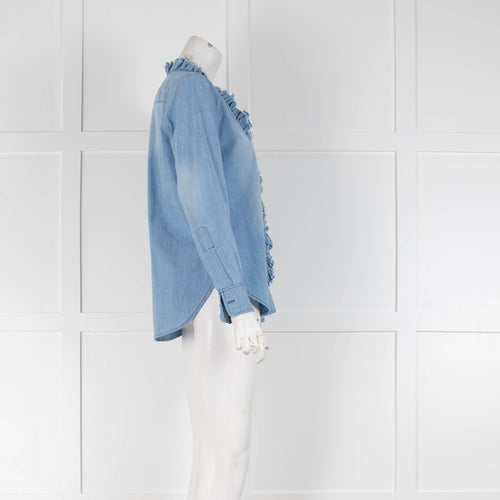 Isabel Marant Etoile Blue Denim Mid Frill Long Sleeve Shirt