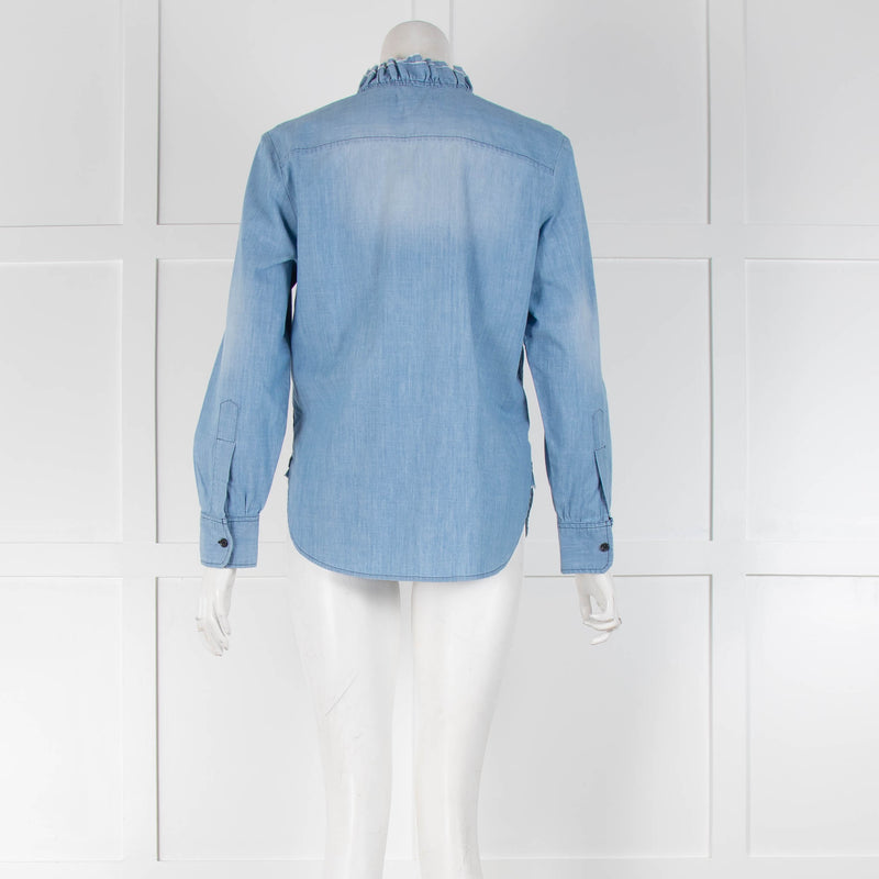 Isabel Marant Etoile Blue Denim Mid Frill Long Sleeve Shirt