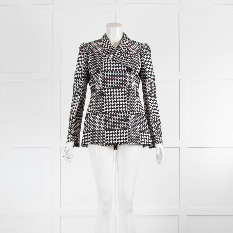 Alexander McQueen Black And White Check Double Breasted Jacket