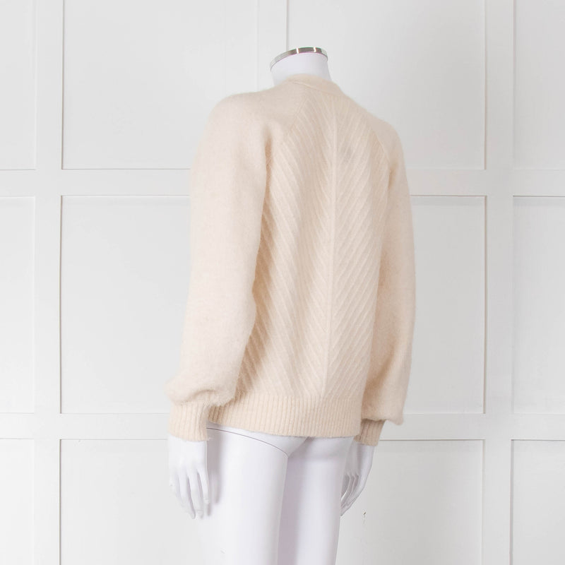 Selected Femme Cream Chevron Knit Alpaca Mix Cardigan