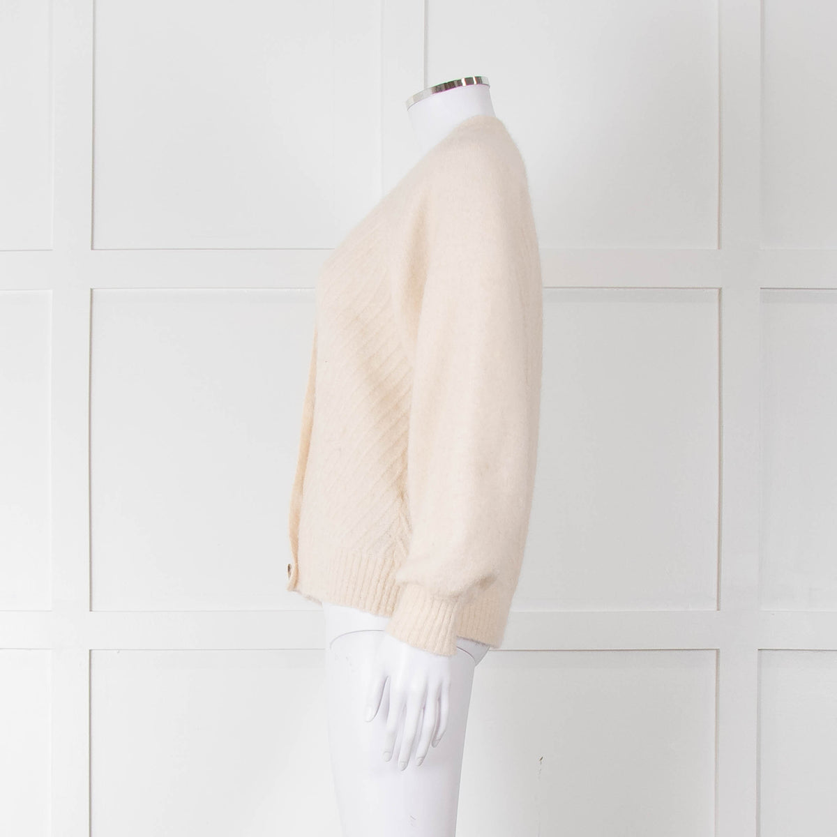 Selected Femme Cream Chevron Knit Alpaca Mix Cardigan