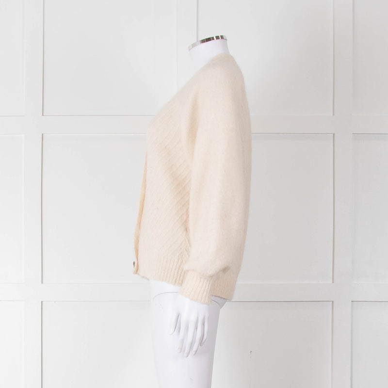 Selected Femme Cream Chevron Knit Alpaca Mix Cardigan