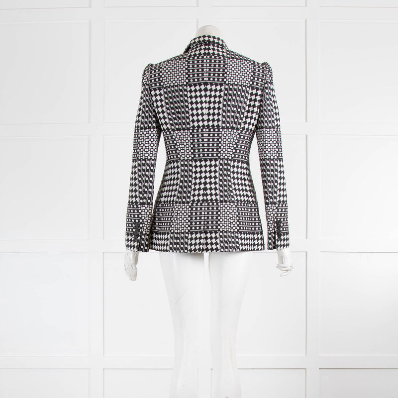 Alexander McQueen Black And White Check Double Breasted Jacket