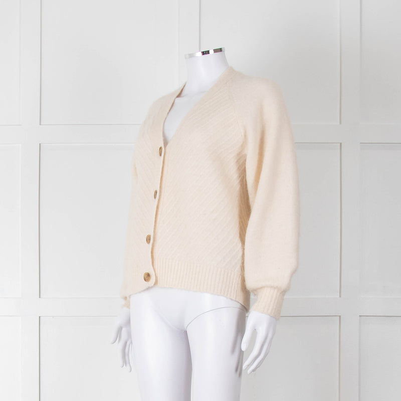 Selected Femme Cream Chevron Knit Alpaca Mix Cardigan