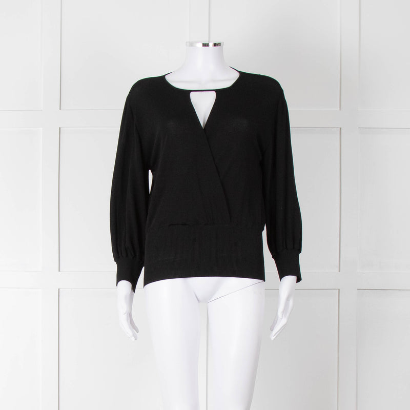 Alberta Ferretti Black Crossover Thin Knit Top