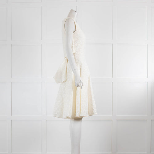 Alexander McQueen Cream Embossed Dress With Back Pleat