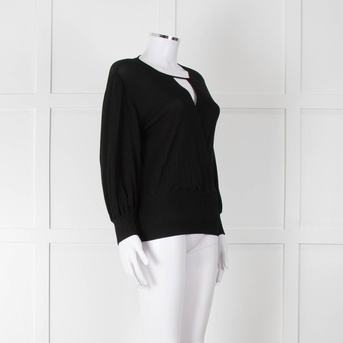 Alberta Ferretti Black Crossover Thin Knit Top