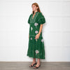 Farm Rio Green Short Sleeve Embroidered Trees Midi Dress