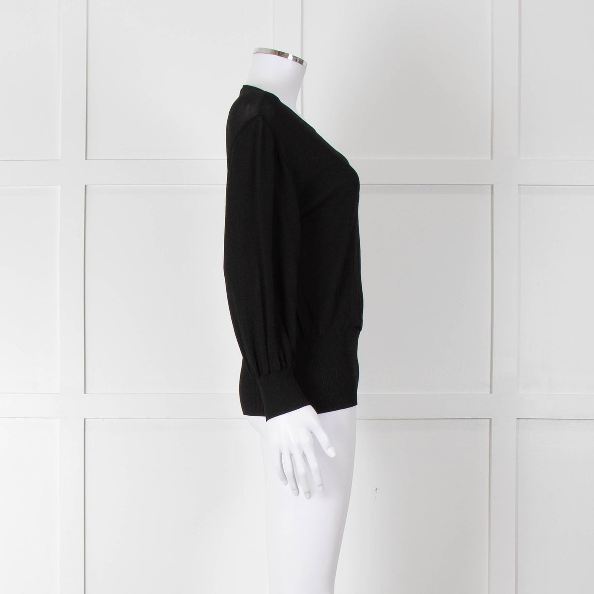 Alberta Ferretti Black Crossover Thin Knit Top