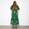 Farm Rio Green Short Sleeve Embroidered Trees Midi Dress