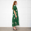 Farm Rio Green Short Sleeve Embroidered Trees Midi Dress