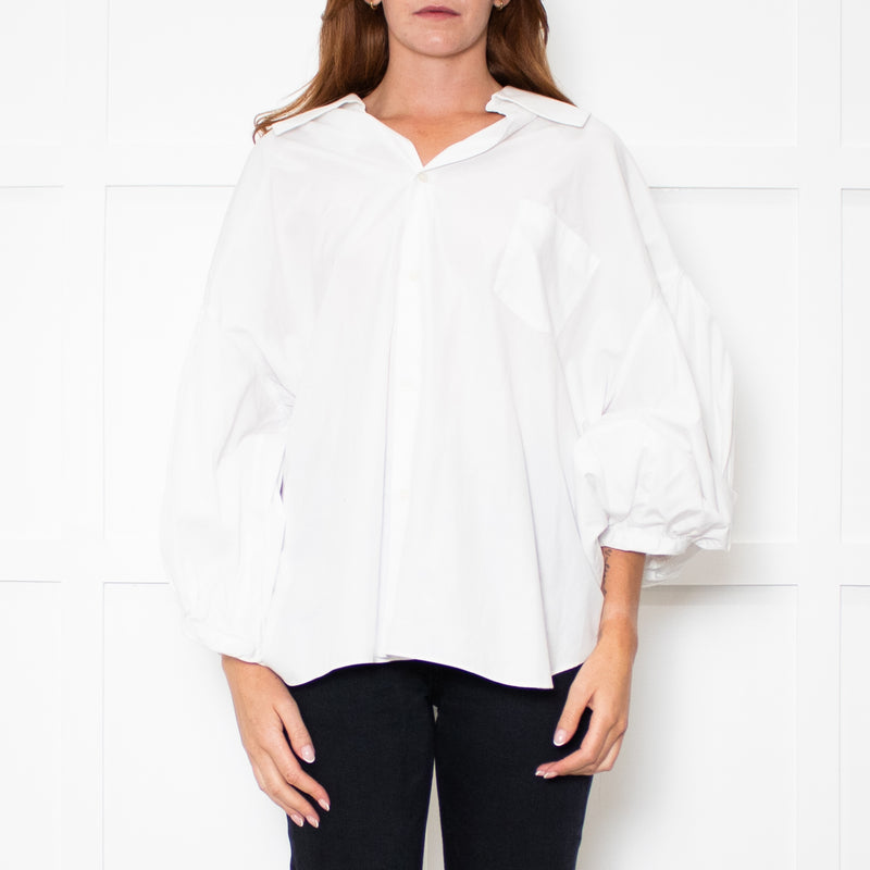Comme Des Garcons Girl White Shirt with Puff Sleeves