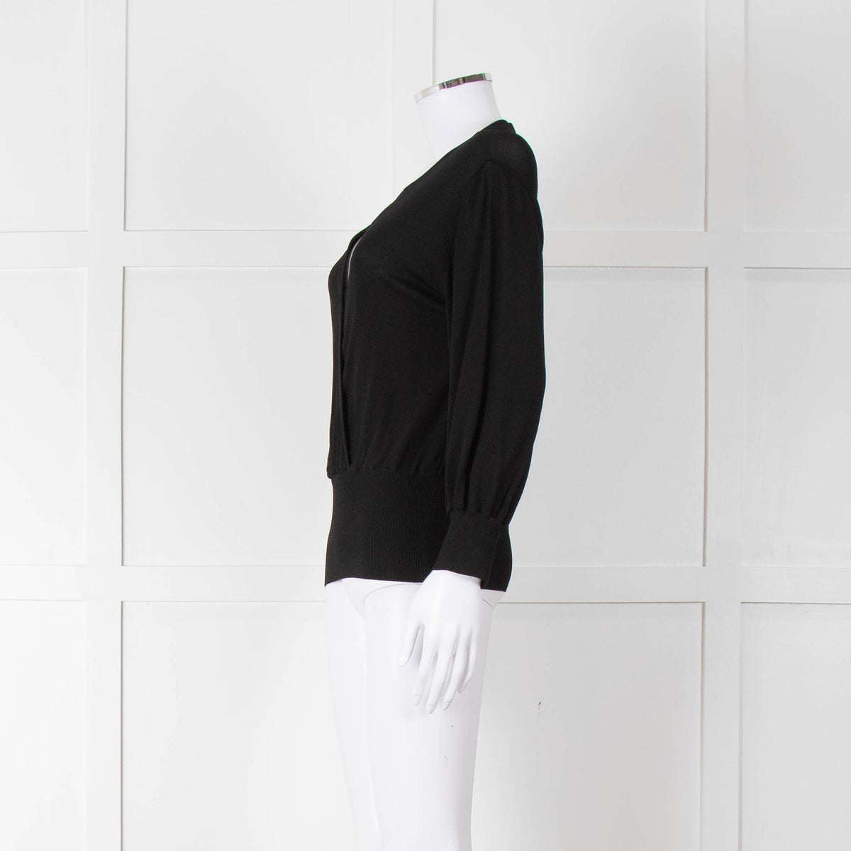 Alberta Ferretti Black Crossover Thin Knit Top