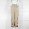 Loewe Khaki Stretchy Knitted Leather Trim Trousers