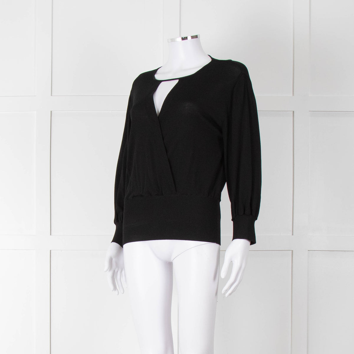 Alberta Ferretti Black Crossover Thin Knit Top