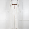 Lvir Cream Cotton Brown Leather Trousers