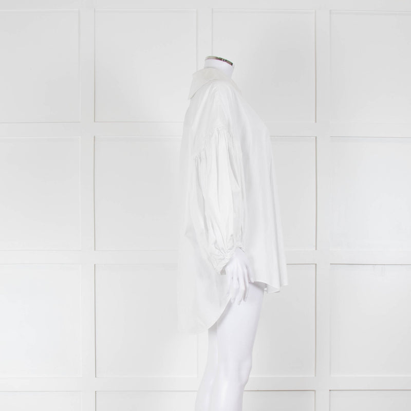 Comme Des Garcons Girl White Cotton Puffed Sleeve Shirt