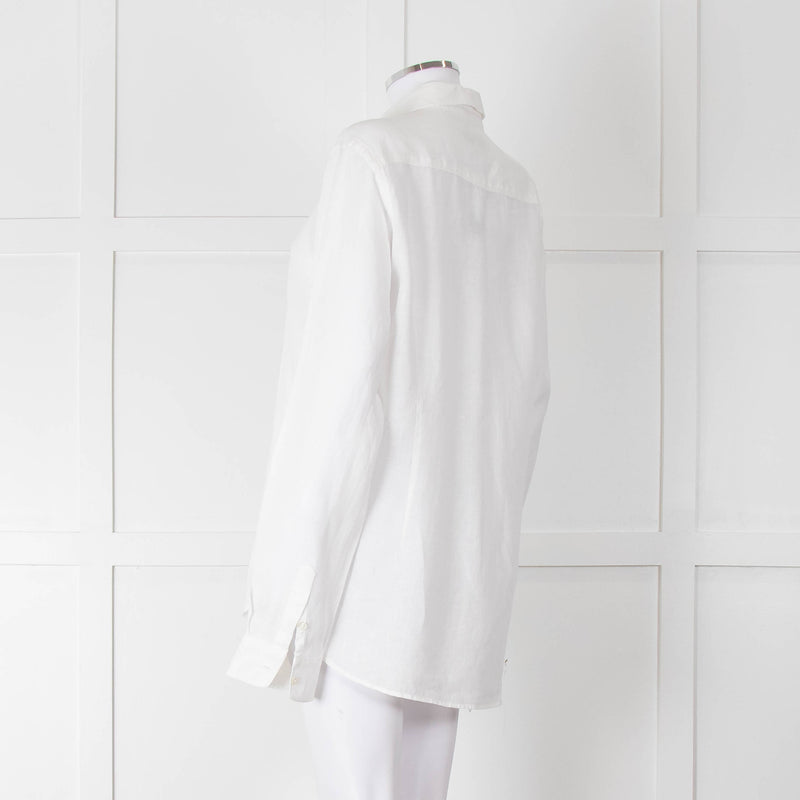 Orlebar Brown White Linen Collared Shirt