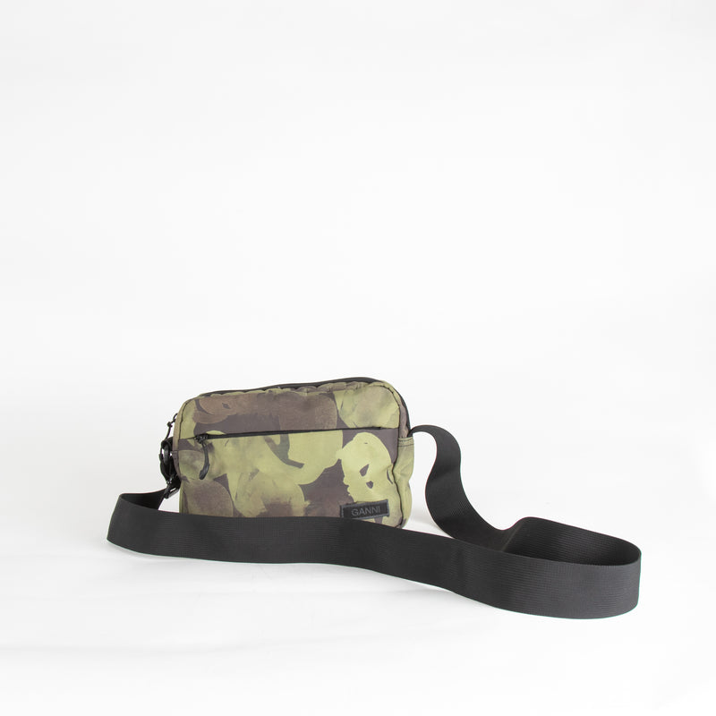 Ganni Green Camo Nylon Crossbody Bag
