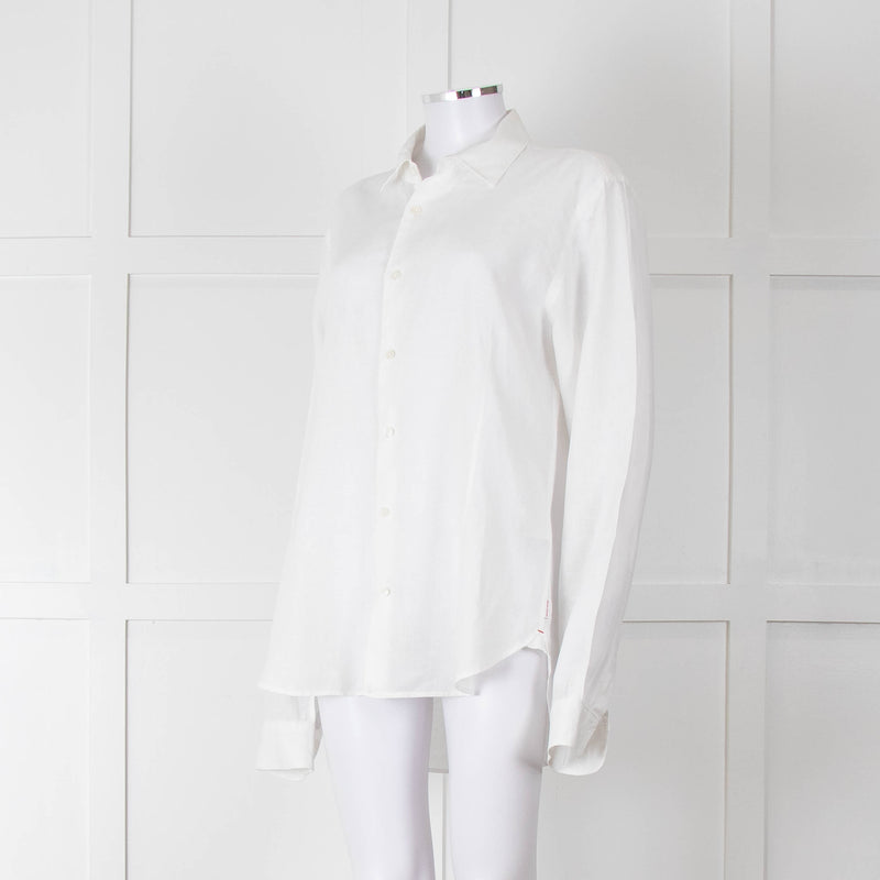 Orlebar Brown White Linen Collared Shirt