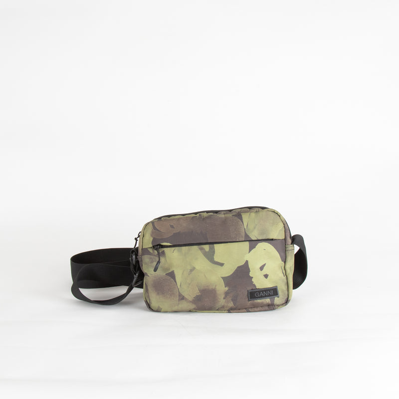 Ganni Green Camo Nylon Crossbody Bag
