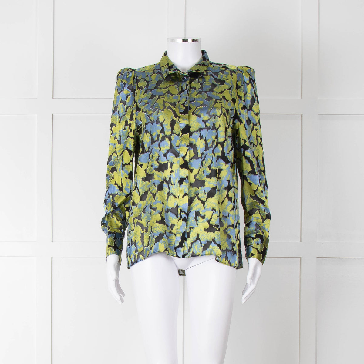 Second Female Green And Blue Flower Pattern Shirt