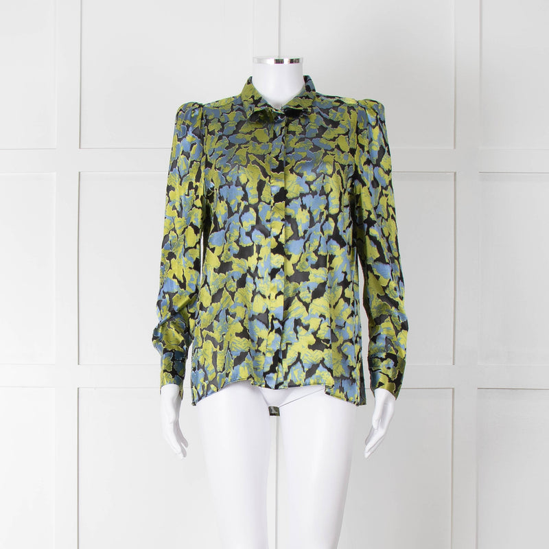 Second Female Green And Blue Flower Pattern Shirt