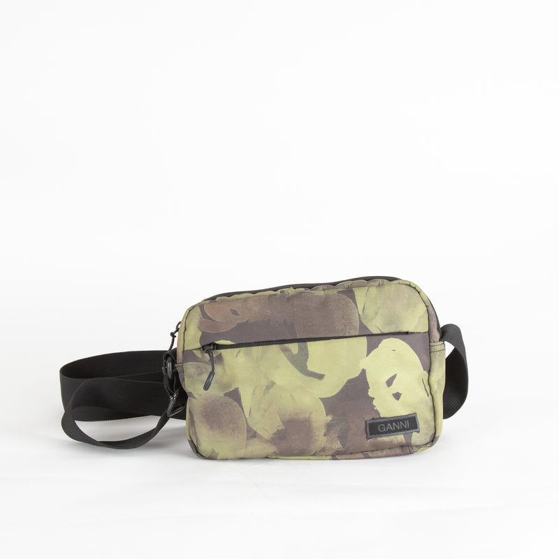 Ganni Green Camo Nylon Crossbody Bag