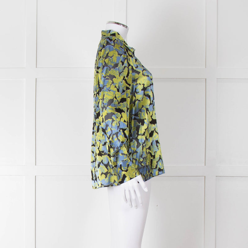 Second Female Green And Blue Flower Pattern Shirt