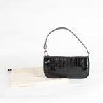 By Far Black Croc Embossed Rachel Shoulder Bag