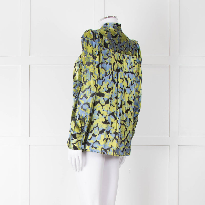 Second Female Green And Blue Flower Pattern Shirt