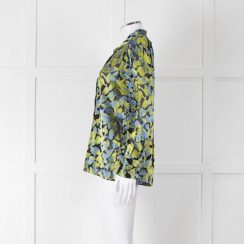 Second Female Green And Blue Flower Pattern Shirt