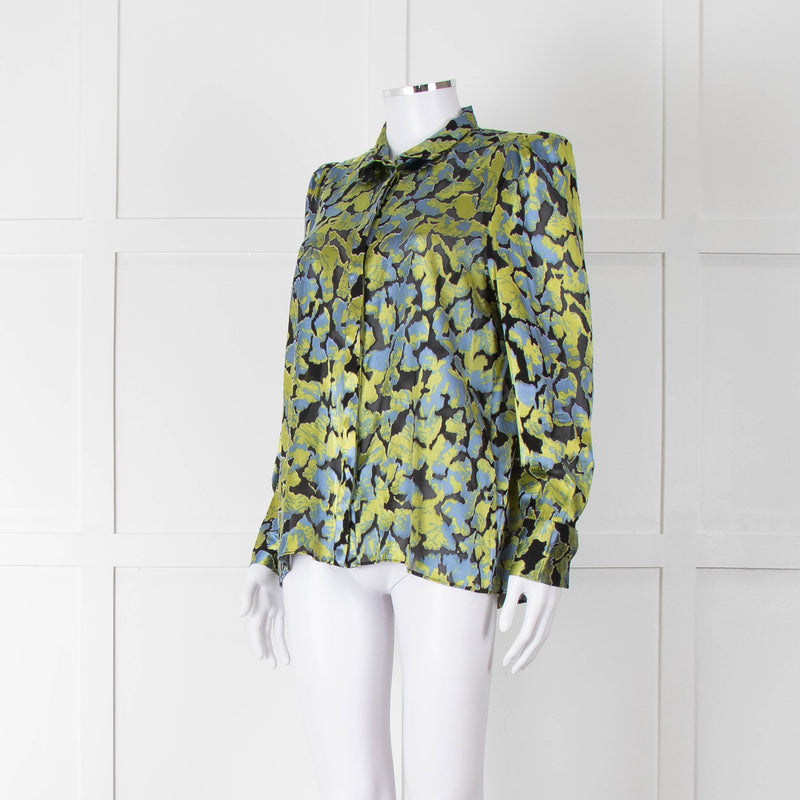 Second Female Green And Blue Flower Pattern Shirt