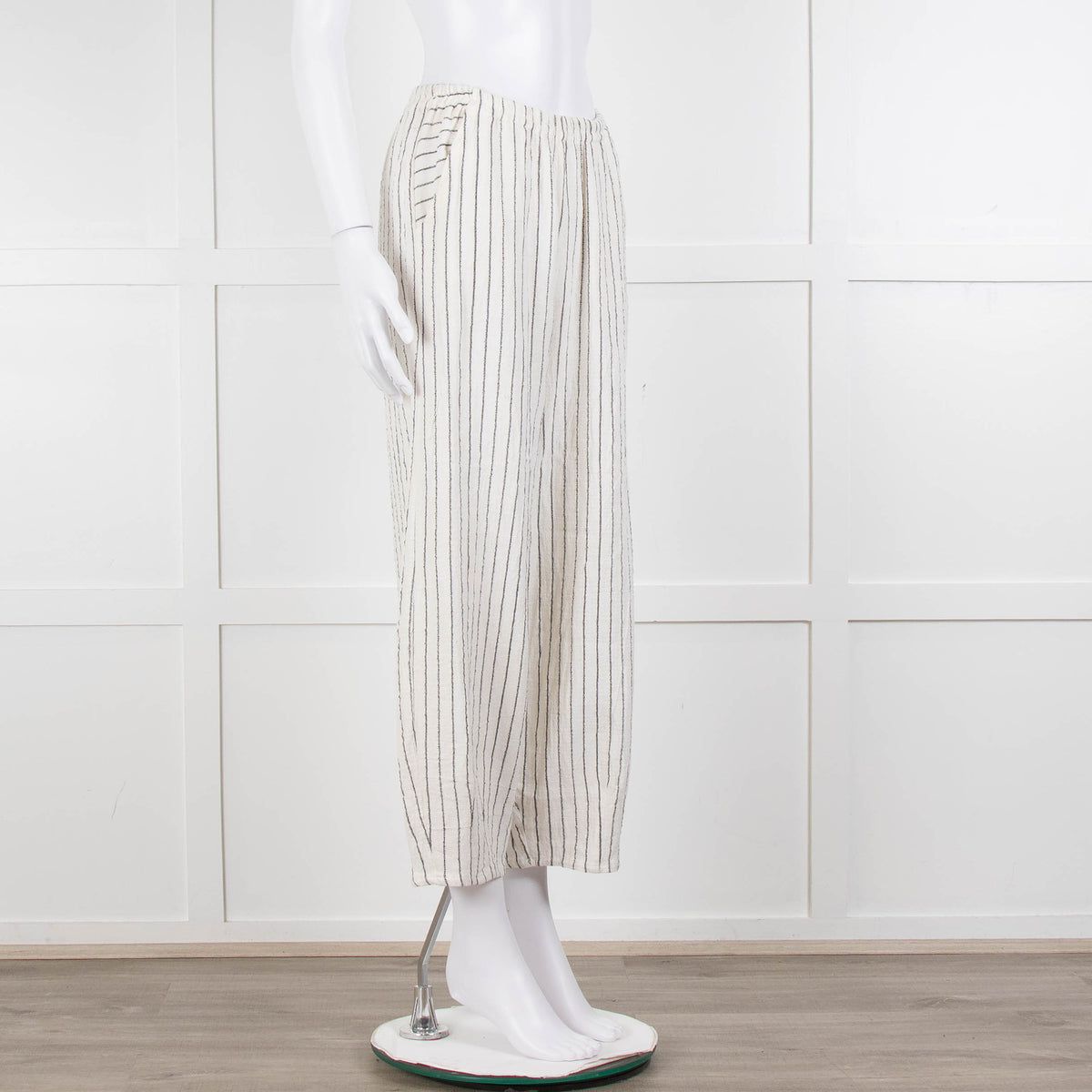 Sahara  Ivory Navy Striped Linen Blend Trousers