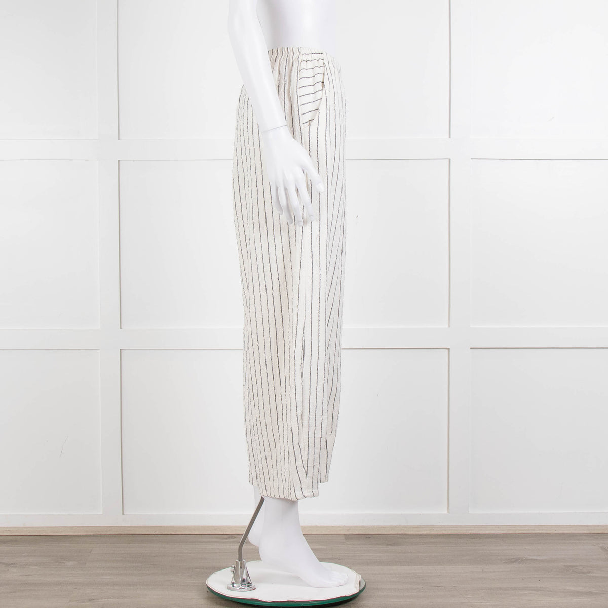Sahara  Ivory Navy Striped Linen Blend Trousers
