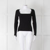Rag & Bone Black Ribbed Square Neck Long Sleeve Top