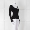 Rag & Bone Black Ribbed Square Neck Long Sleeve Top