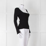 Rag & Bone Black Ribbed Square Neck Long Sleeve Top