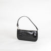 By Far Black Croc Embossed Rachel Shoulder Bag