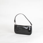By Far Black Croc Embossed Rachel Shoulder Bag