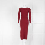 Nicholas Burgundy Ribbed Midi Dress with Cut outs and Chain Details