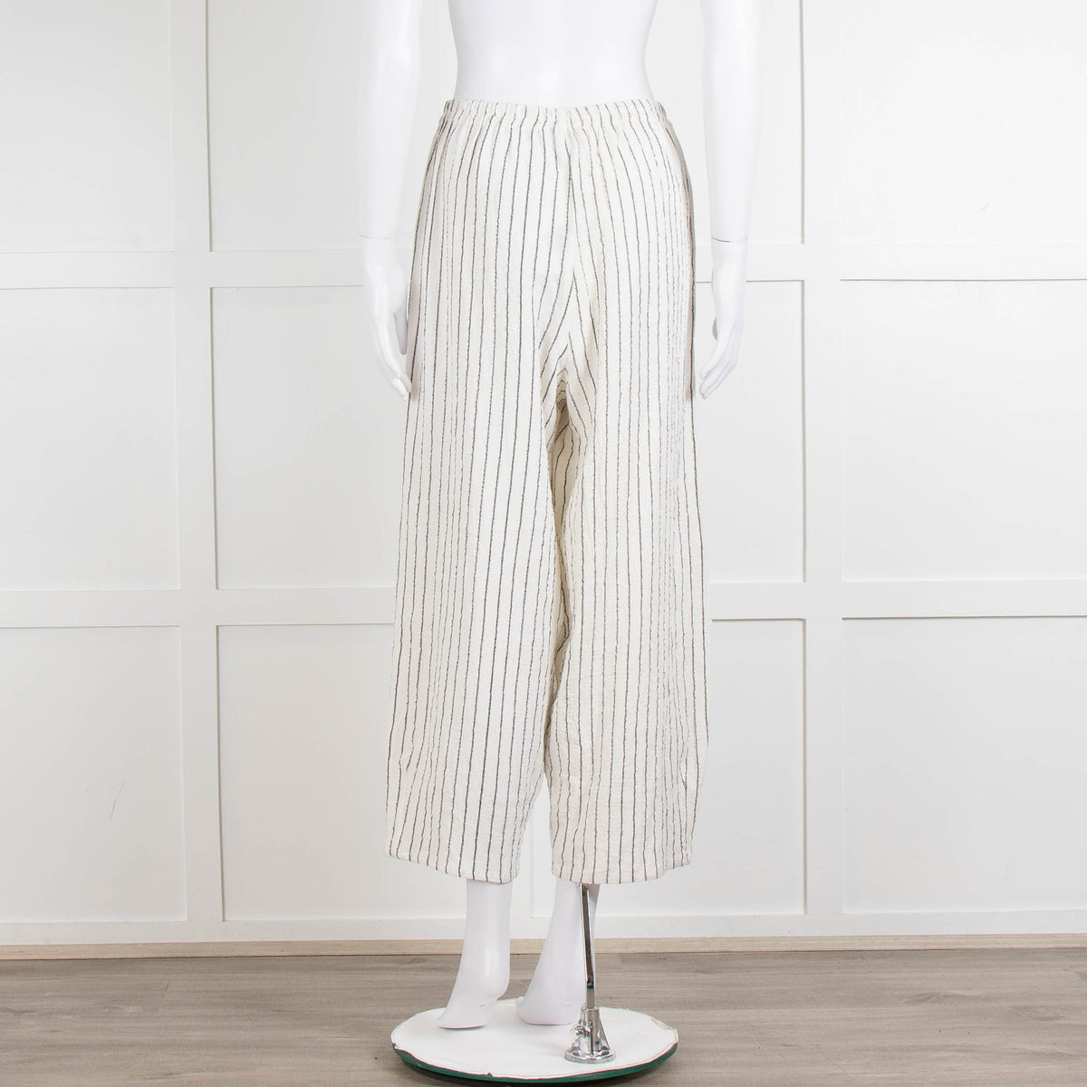 Sahara  Ivory Navy Striped Linen Blend Trousers