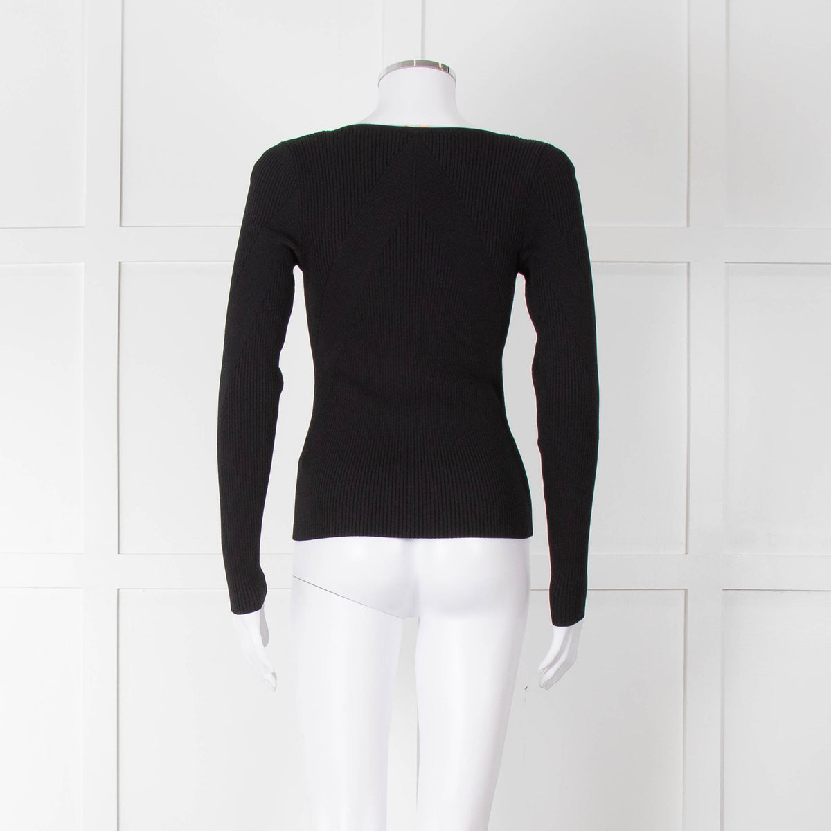 Rag & Bone Black Ribbed Square Neck Long Sleeve Top