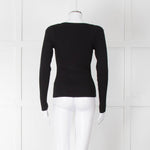 Rag & Bone Black Ribbed Square Neck Long Sleeve Top