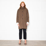 Hartford Brown Wool Mix Stand Collar Coat