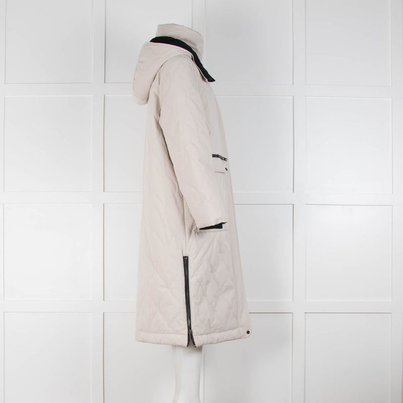 All Saints Hattie Off White Hooded  Puffer Coat